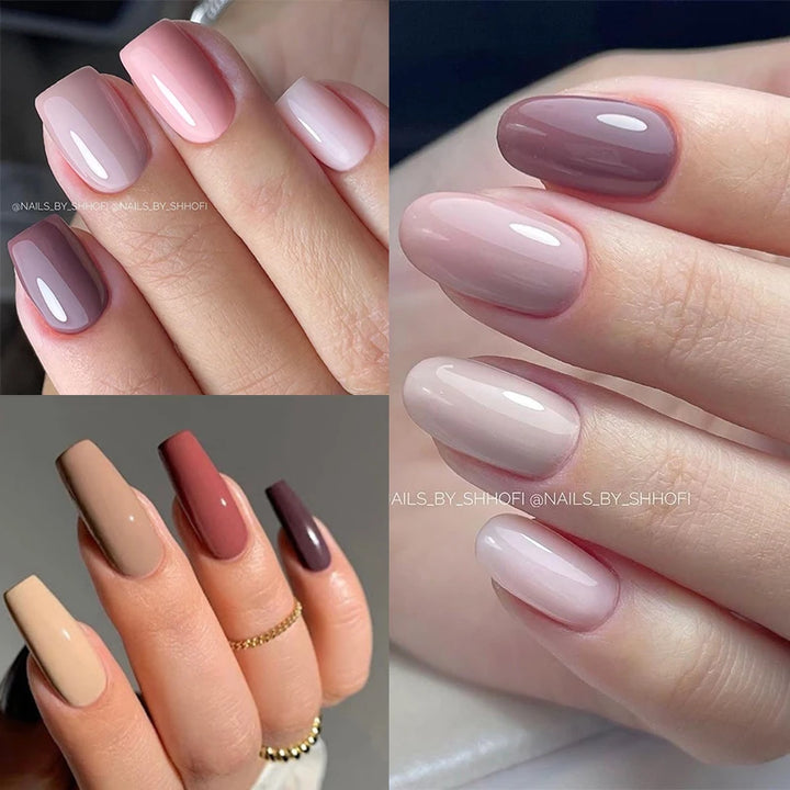 LILYCUTE 7ML Pink Glitter Nail Gel Polish Nude Natural Long Lasting Manicure Soak Off UV LED Nail Art Base Top Coat Gel Varnish