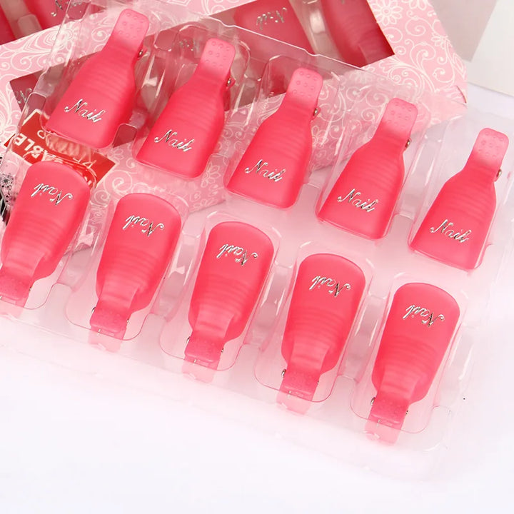 10Pcs Professional Plastic Pink/White Nail Art Soak Off Cap Clip 5*2cm*10Pcs UV Gel Polish Remover Wraps Remover Clips Cleaner