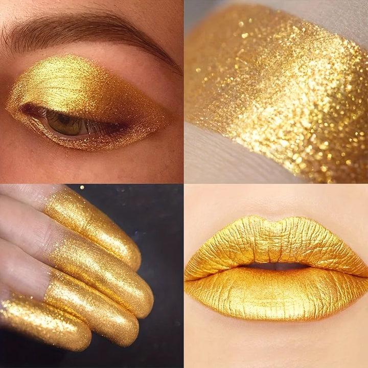 Golden Liquid Eyeshadow Liquid Mermaid Pearlescent Shimmer Eyeshadow Liquid Lip Glaze Color Rendering Shiny Dual-use Lip Gloss