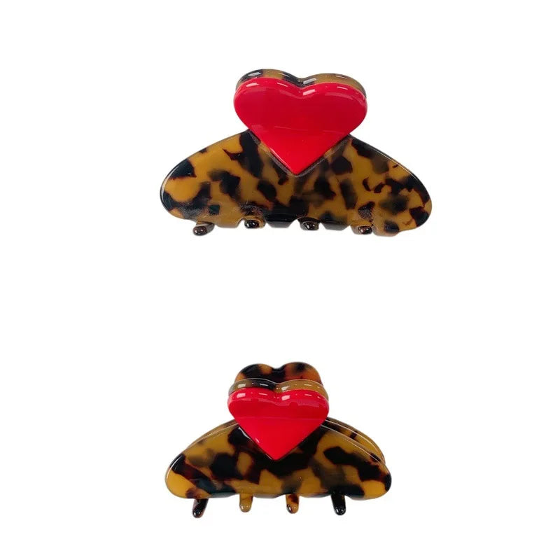 Creative color matching acetate hair clip sweet and cute girl love grab clip back head plate hair shark clip hair accessories