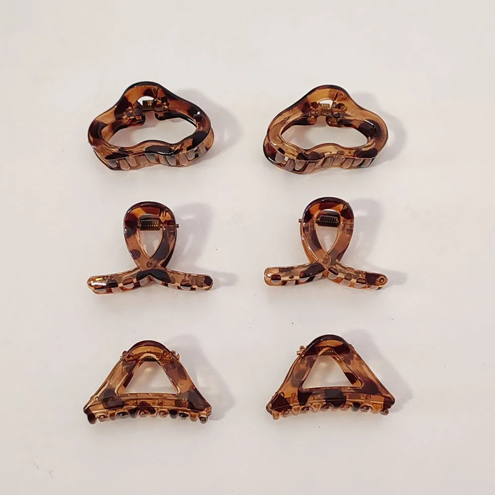 4PC Set European & American Style Leopard Print Small HairClaw Clips for Women Girls Retro Hair Accessories Headwear