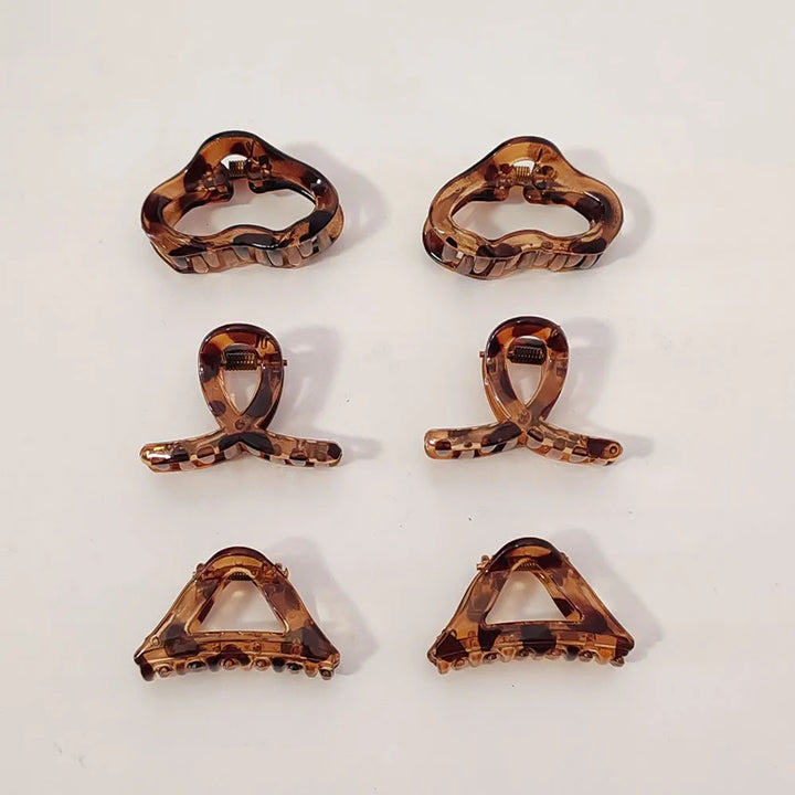 4PC Set European & American Style Leopard Print Small HairClaw Clips for Women Girls Retro Hair Accessories Headwear
