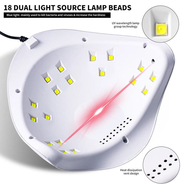 18 LEDS Nail Dryer Lamp UV/LED Quick Drying Gel Polish Curing Phototherapy Light With LCD Display Manicure Tools for Acrylic Gel