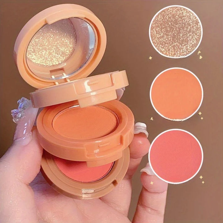 3in1 Blush Palette Pressed Highlighter Palette LongLasting Waterproof Matte Highlighter Shimmer  Blush Makeup