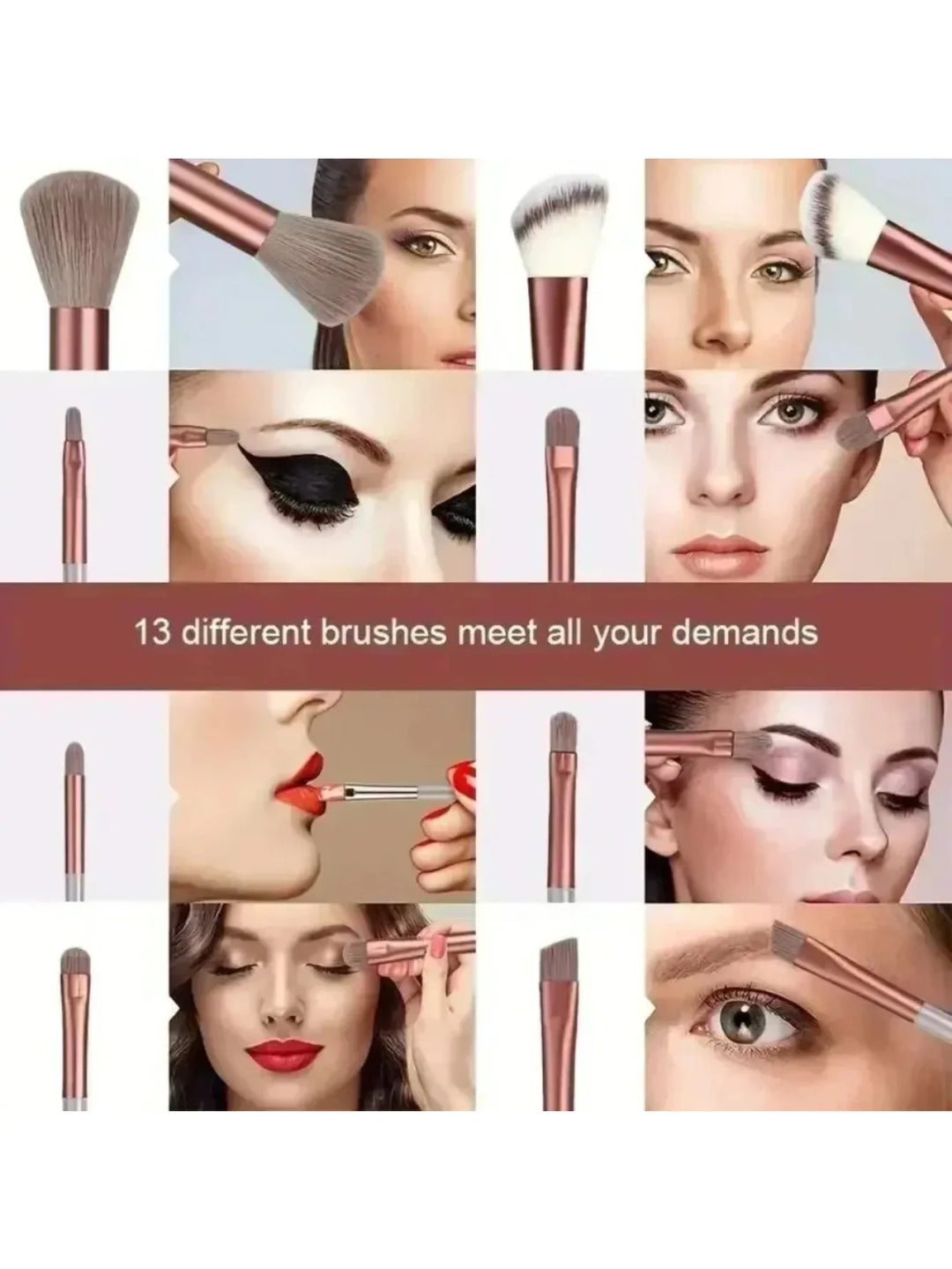 13pc-Makeup brush set, soft and fluffy, professional makeup foundation brush, multi-style smudge makeup brush