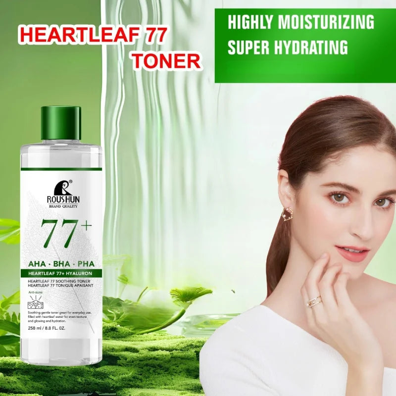 258mlLarge Capacity ROUSHUN AHA BHA PHA 77+ Lotion TONERMoisturizing and Hydrating Facial Water