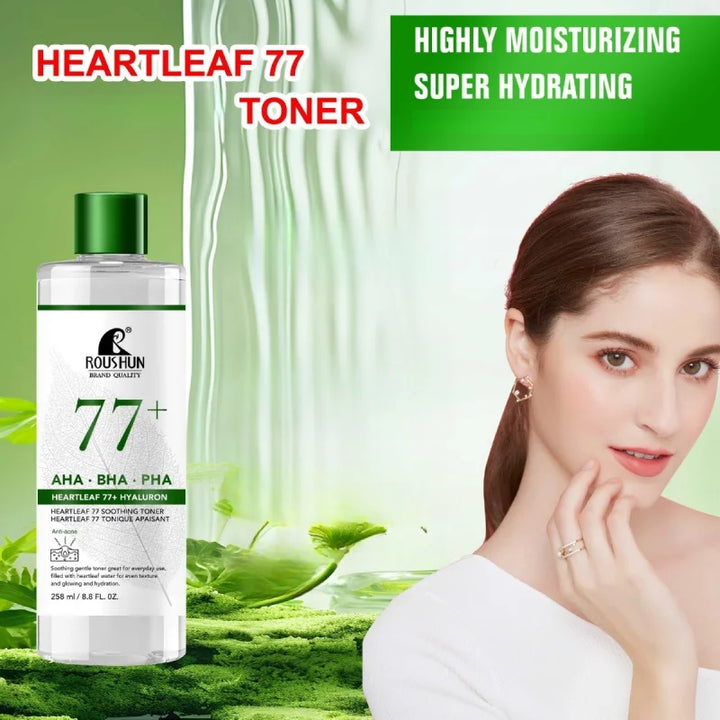 258mlLarge Capacity ROUSHUN AHA BHA PHA 77+ Lotion TONERMoisturizing and Hydrating Facial Water