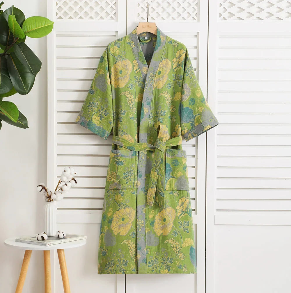 Cotton Printed Women's Bathrobe for Spring and Autumn Pajamas Home Clothing Multi Colors Quick Drying Bathrobes Female