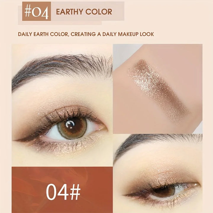 2-in-1 Highlight Glitters Eyeshadow Stick Double-ended 2-color Glitters Pearlescent Earth Brown Tone Not Smudged Eye Makeup