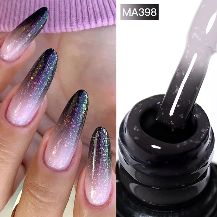 MEET ACROSS 7ml Jelly Nude Shimmer Rubber Base Gel Glitter Pink Purple UV/LED Nail Art Vernis Gel Polish for Manicure Nails DIY