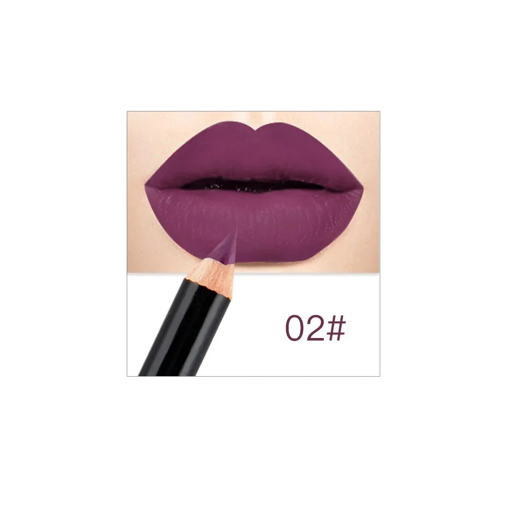 Professional 12 Color Wood Lip liner Waterproof Lady Charming Lip Liner Soft Pencil Makeup Women's Long Lasting Cosmetic Tool