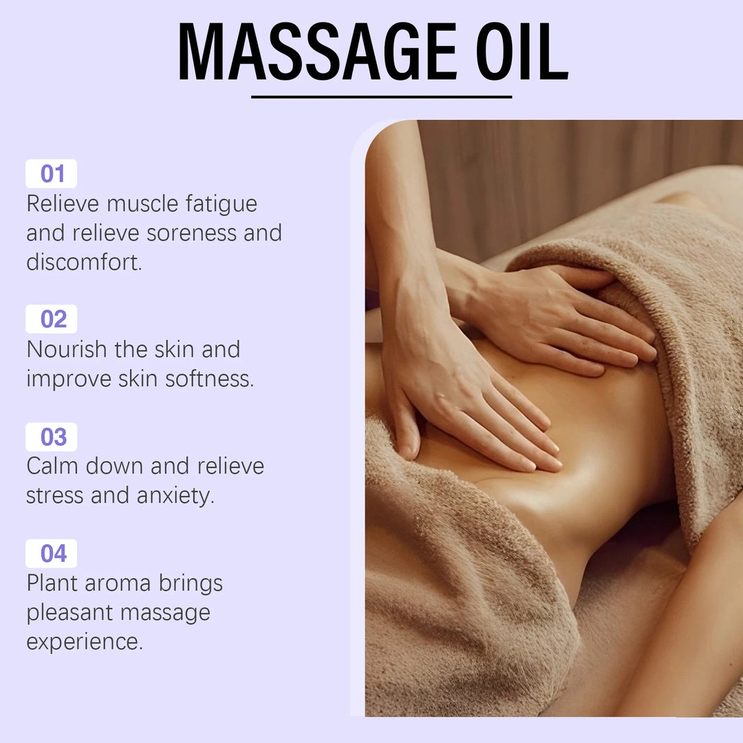 Lavender Essential Oil Moisturizing Body Skin Smoothing Soft Stress Relief Muscle Sore Help Sleep Spa Relaxing Massage Oil