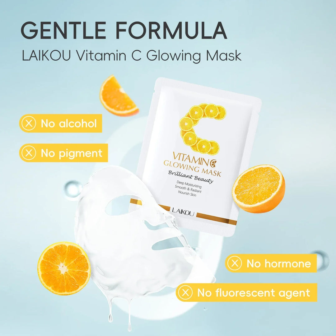 5/6/10 PCS LAlKOU Vitamin C Brightening Glowing Mask Set 6 Pack Skin Care Essentials for Radiant Complexion Beauty Treatments