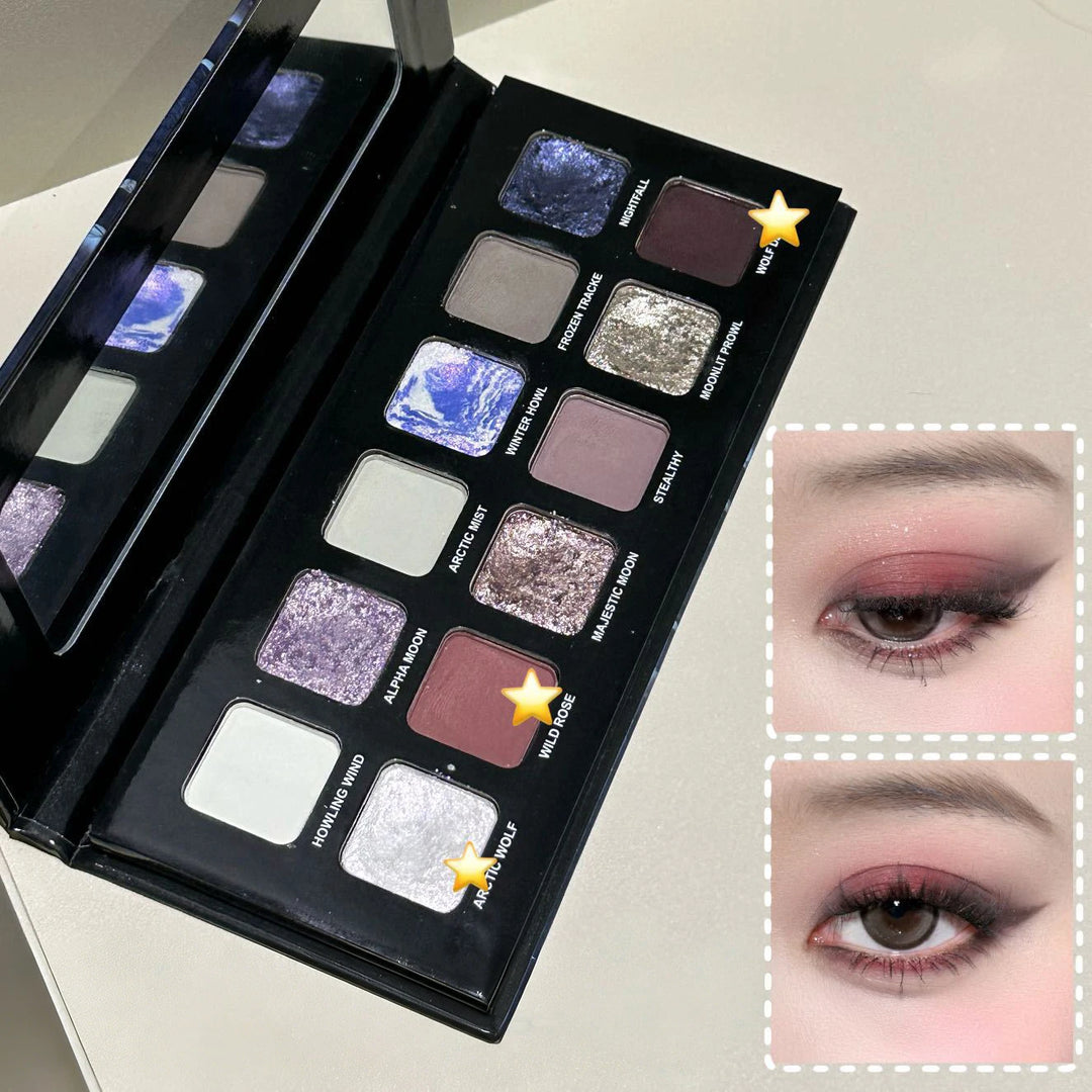 12 Colors Metallic Eyeshadow Palette Pearl Matte Sparkling Shimmer Blue Eye Shadow Highlighter Brighten Glitter Fashion Makeup