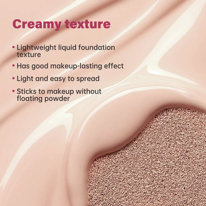 Semi-matte CC Cream Cushion Natural Concealer Whitening Long-lasting Creamy Texture Foundation Face Base Makeup Cosmetics