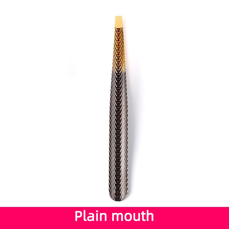 Precision Lash Tweezers - Tool for Plucking Ingrown Facial Hair, Lashes, Eyebrows - Slanted Stainless Steel Tips - Gray-Gold