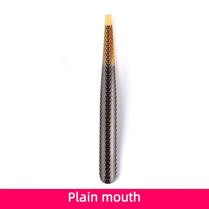 Precision Lash Tweezers - Tool for Plucking Ingrown Facial Hair, Lashes, Eyebrows - Slanted Stainless Steel Tips - Gray-Gold