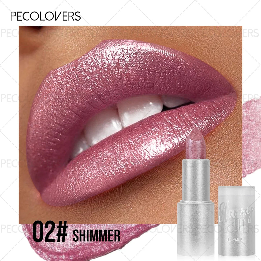 1PC Non-stick Cup, Waterproof, Long-lasting, Rich Colors, Fine Glitter, Pearlescent Lipstick, Ideal Christmas/Halloween Gift