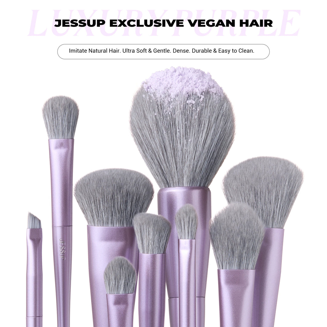 Jessup Makeup Brushes Set Professional 3/5/6/14pcs Vegan MakeUp Brush,Foundation Eyeshadow Contour Powder,Luxury Purple T512