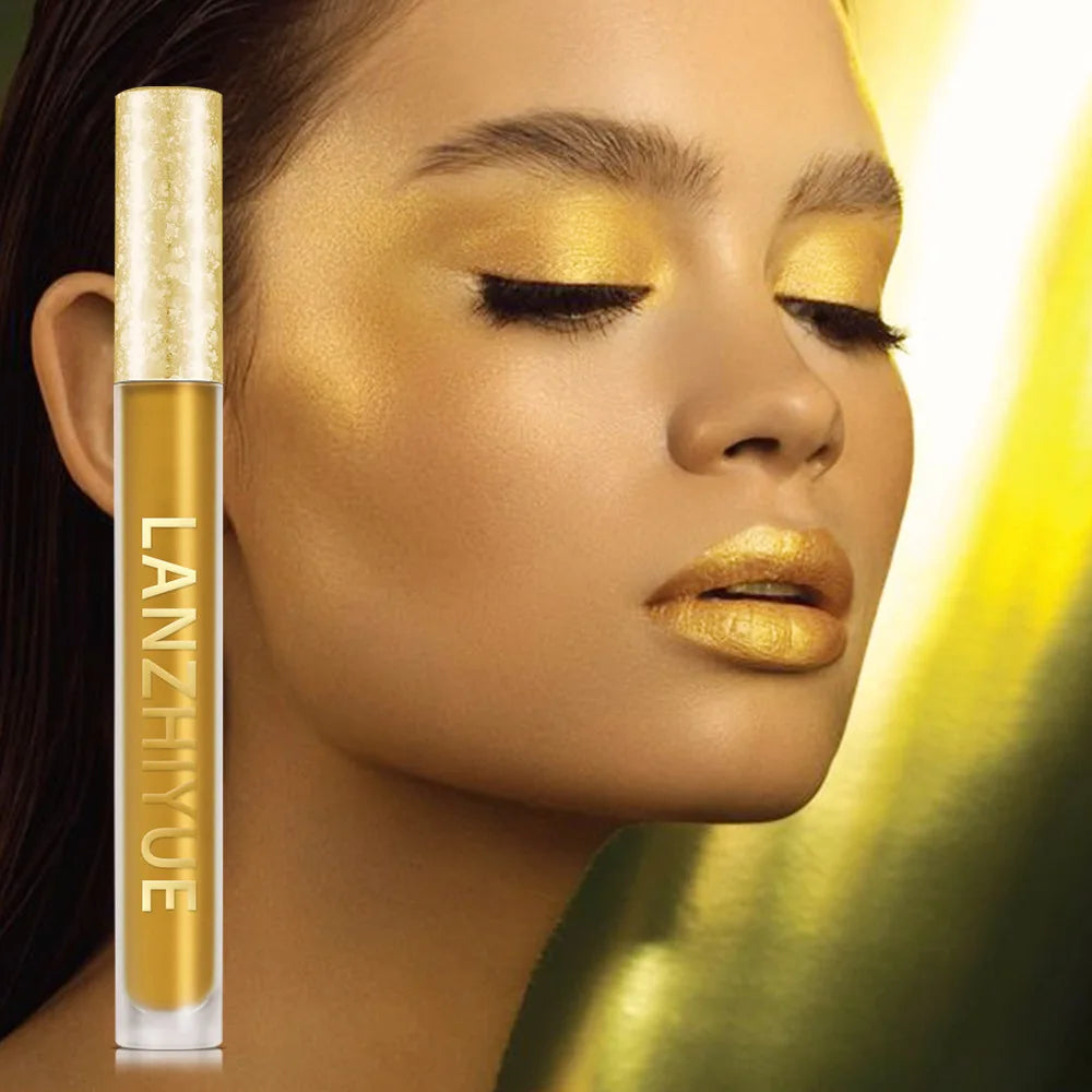 Golden Liquid Eyeshadow Liquid Mermaid Pearlescent Shimmer Eyeshadow Liquid Lip Glaze Color Rendering Shiny Dual-use Lip Gloss