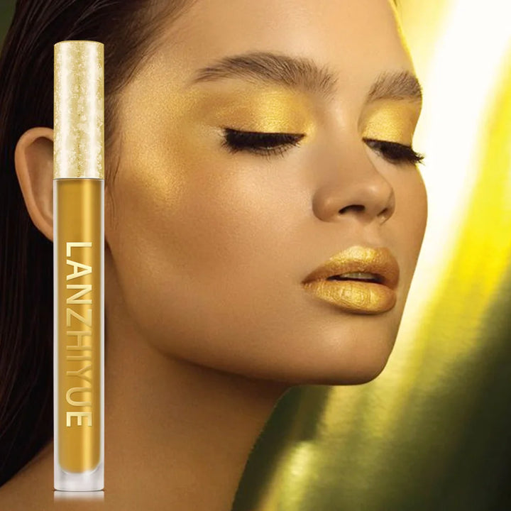 Golden Liquid Eyeshadow Liquid Mermaid Pearlescent Shimmer Eyeshadow Liquid Lip Glaze Color Rendering Shiny Dual-use Lip Gloss