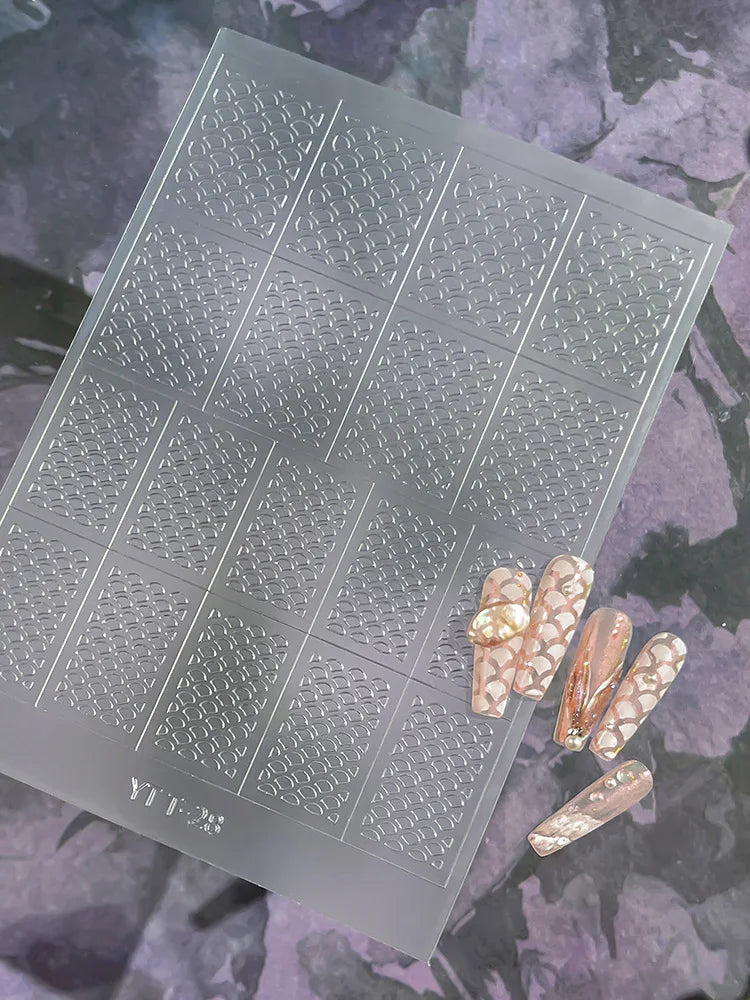 3D Checkered Transparent Spray-painted Nail Art Accessories Sticker French Line Heart-shaped Butterfly Nail Decorations Stickers