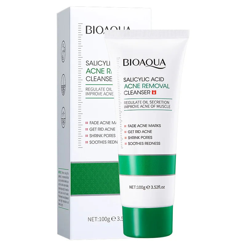 BIOAQUA Salicylic Acid Acne Removing Facial Cleanser Moisturizing Anti Acne Whitening Face Wash Foam Face Cleanser Skin Care