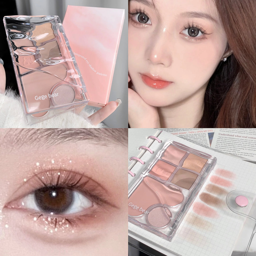 Six-Color Eyeshadow Light Shadow Integrated Eyeshadow Palette, Matte Pearlescent Pink, Long-Lasting Makeup, Pure Desire