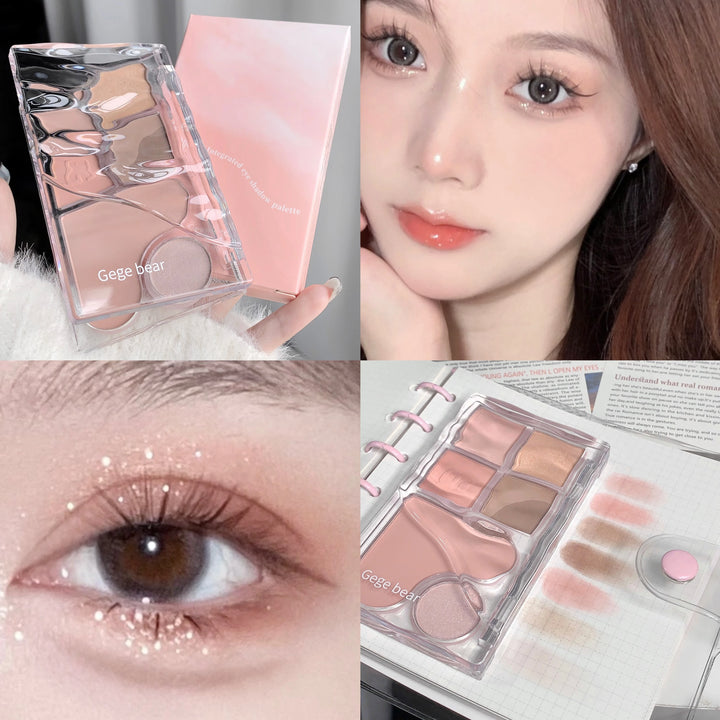 Six-Color Eyeshadow Light Shadow Integrated Eyeshadow Palette, Matte Pearlescent Pink, Long-Lasting Makeup, Pure Desire