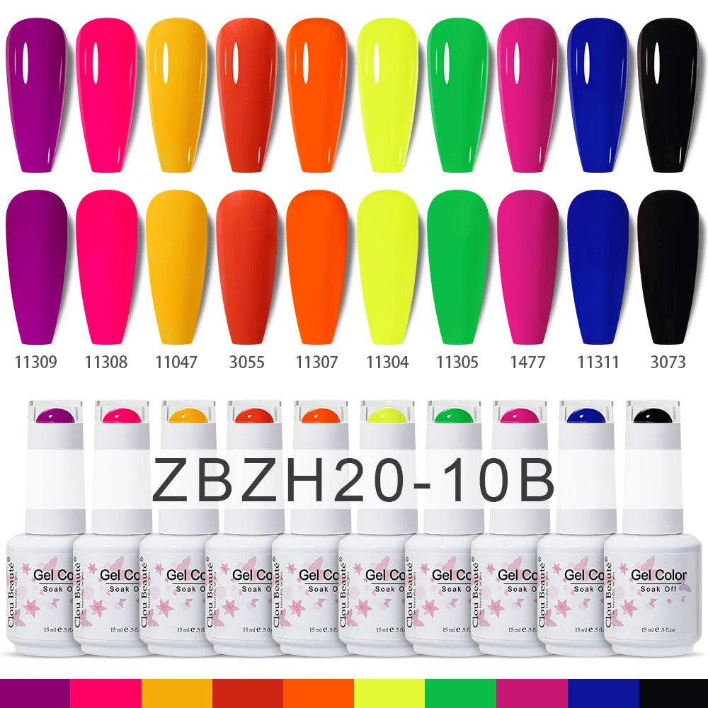 Clou Beaute 10/12/20/24pcs Gel Nail Polish Set Color 15ml White Glass Bottle Nail Art Kit Semi Permanent Gellack Nail Varnish