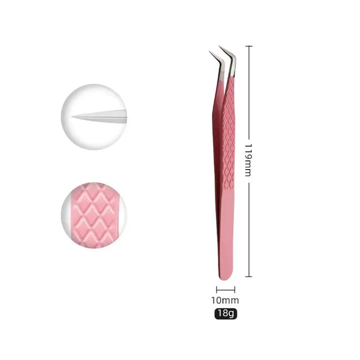 Eyelash Extension Tweezers Stainless Steel Volume Eyelash 3D accurate Clip Fiber Tip High Precision Makeup Tool Curved Tweezers