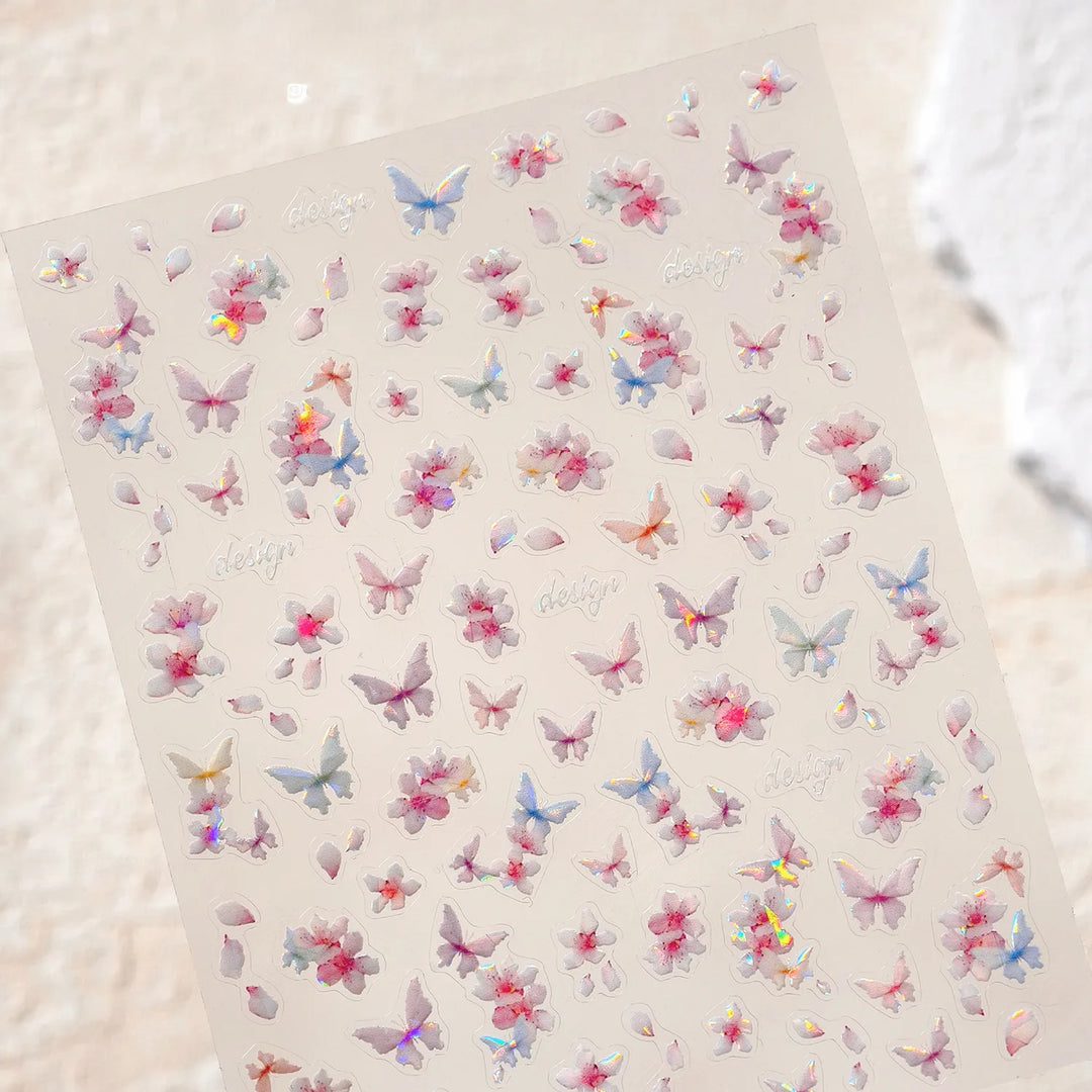 5D Butterfly Nail Stickers Sparkling Jelly Butterfly Nail Art Sticker Decorations Decals DIY Self Adhesive Slider Manicure Parts