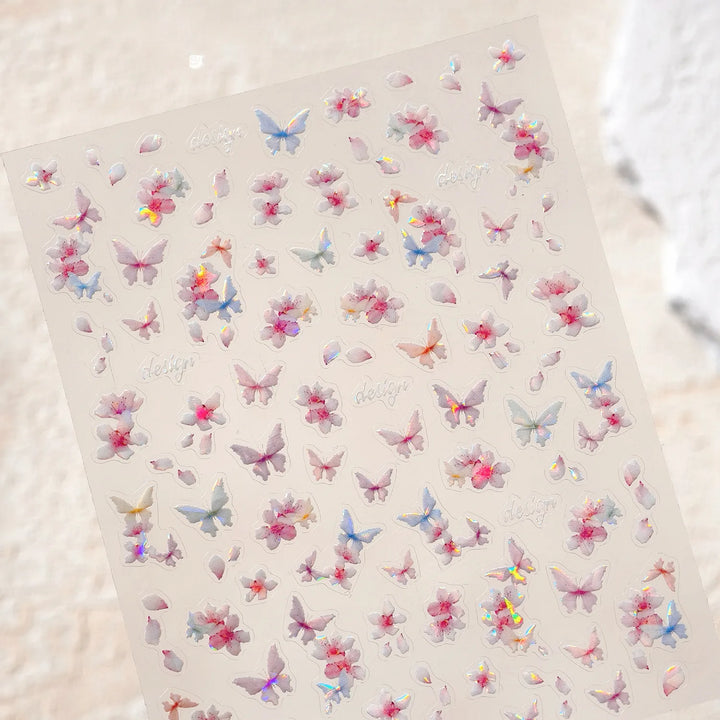 5D Butterfly Nail Stickers Sparkling Jelly Butterfly Nail Art Sticker Decorations Decals DIY Self Adhesive Slider Manicure Parts