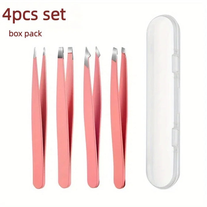1/4pcs Stainless Steel Eyebrow Tweezers for Eyebrow Shaping, Blackhead Removal,Professional Grooming Tool for Women