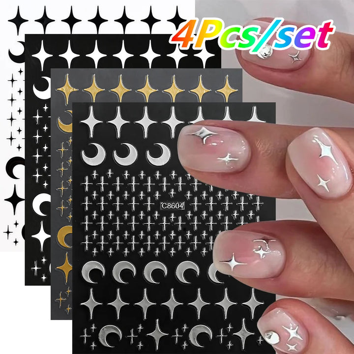 4/6Sheet/Kit Holographic Rainbow Love Heart Nail Sticker 3D Laser Heart Nail Decal Self-Adhesive Love Heart Manicure Slider &*&