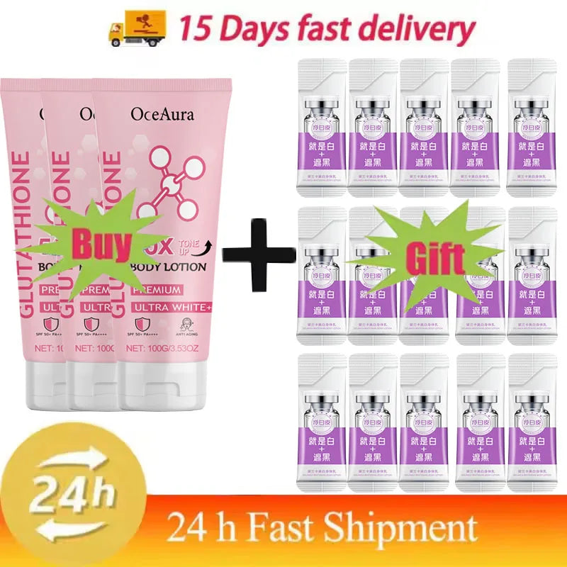 Glutathione Niacinamide Body Lotion Skin Brightening Hydrate Revitalize Even Skin Tone Whitening Face Bleaching Lightening Care