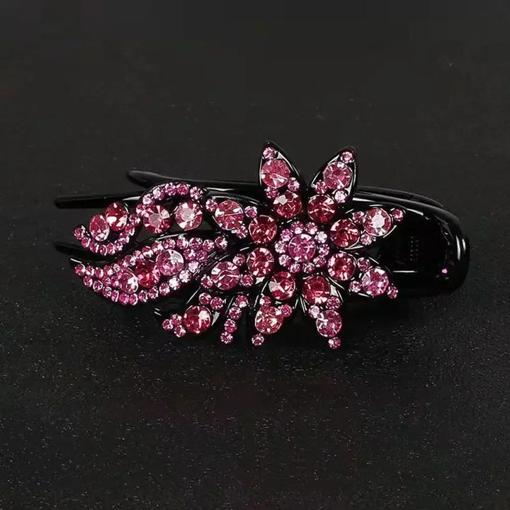 Shiny Rhinestone Hairpin Flower Leaf Duckbill Hair Claws Retro Hair Clips Accessories For Women Shinning Ponytail Headwear