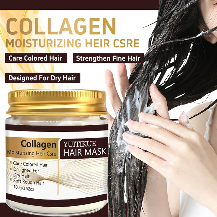 YUITIKUE Collagen Moisturizing Hair Mask - 100g for Dry & Colored Hair, Deep Conditioning to Soften Rough Hair