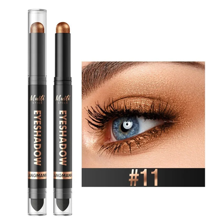 16 Colors Double Head Eyeshadow Stick Pearlescent Shimmer Brown High Waterproof Cream Eyes Shadow Pencil Long-Lasting Eye Makeup