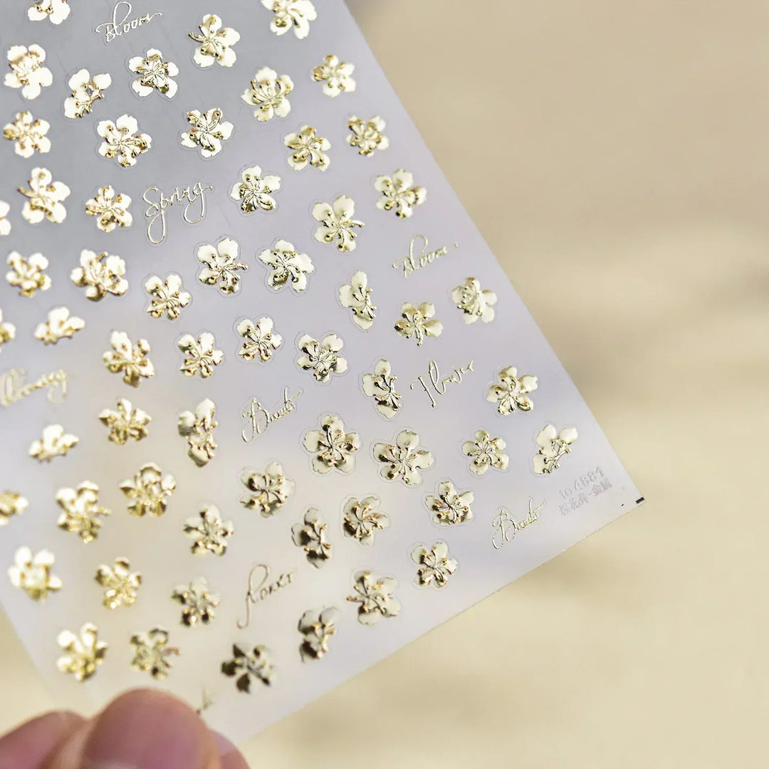 Lace Garden Bowknot Bow Tie Rose Flower Petal Pearl Irregular Border Self Adhesive 5D Nail Art Decoration Sticker Manicure Decal