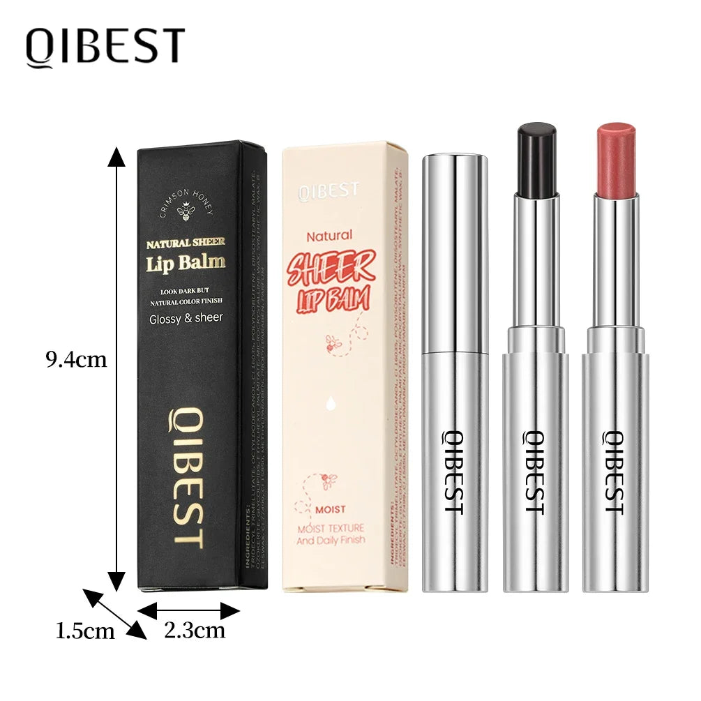 QIBEST Natural Moisturizing Honey Lip Balm Smooth Long Lasting Tinted Lipstick Lip Stain Makeup Changing Lip Color Plumping