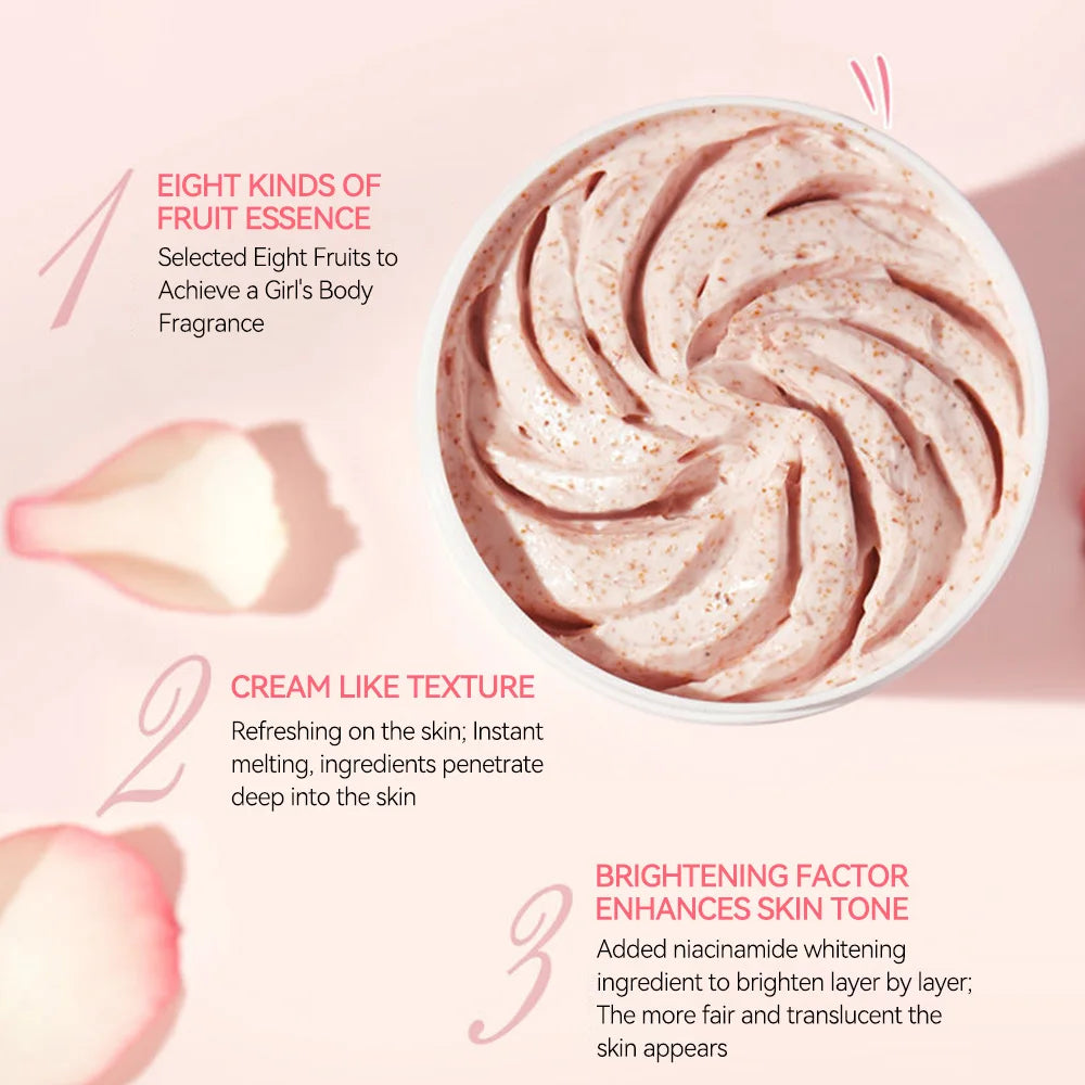 Fatini -Niacinamide Exfoliating Body Scrub Smooth Skin Natural Moisturizing Deep Cleansing,Brightening,Exfoliating Cream