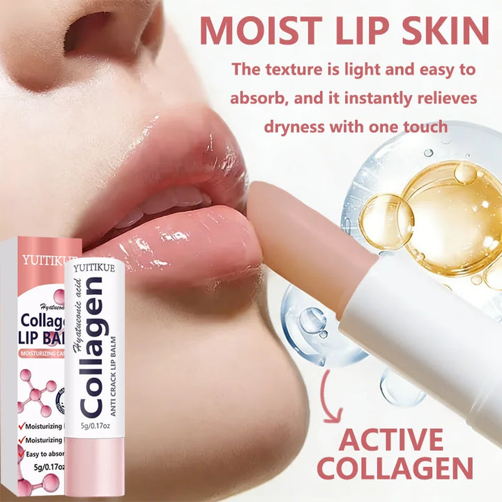 YUITIKUE Collagen Anti Crack Lip Balm | With Hyaluronic Acid | Moisturizing Care For Soft Luminous Lips Easy To Absorb 5g