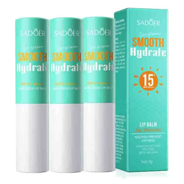 1/2/3pcs SADOER Spf 15+ Lip Sunscreen Solar Blocker Lip Balm Moisturizing Fade Lip Lines Nourishing Hydrating Lips Lipstick