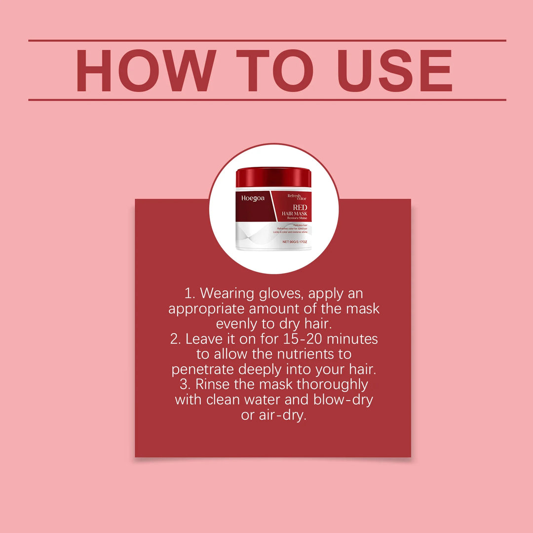 HOEGOA 90G Red Hair Mask, Hydrates And Moisturizes, Repairs Hair, Replenishes And Revitalizes Color, Locks And Protects Color