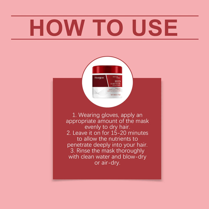 HOEGOA 90G Red Hair Mask, Hydrates And Moisturizes, Repairs Hair, Replenishes And Revitalizes Color, Locks And Protects Color