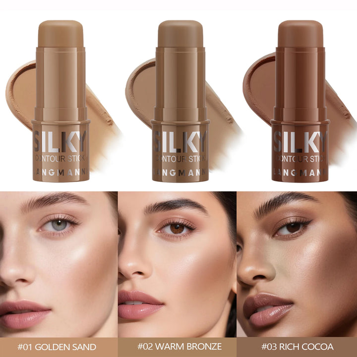 LANGMANNI Tri-Color Multi-Functional Face Brightening Contour Stick Contouring & Brightening Skin-Perfecting Stick