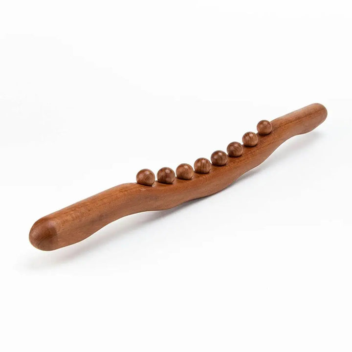 Wooden Gua Sha Roller Stick - 8/10 Beads Massage Tool for Meridian Relaxation, Muscle Knot Relief & Abdominal Massage