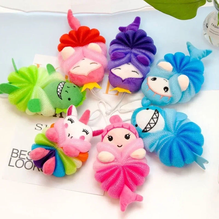Kawaii Baby Body Bath Ball Mermaid Kids Body Brush Soft Skin-friendly Children Bath Flower Bathroom Accessories