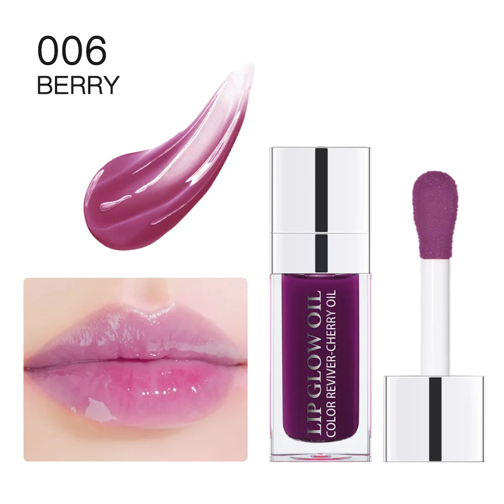 Lip Oil Plumping Lip Gloss Crystal Jelly Moisturizing Makeup Sexy Plump Lip Glow Oil Tinted Lip Plumper